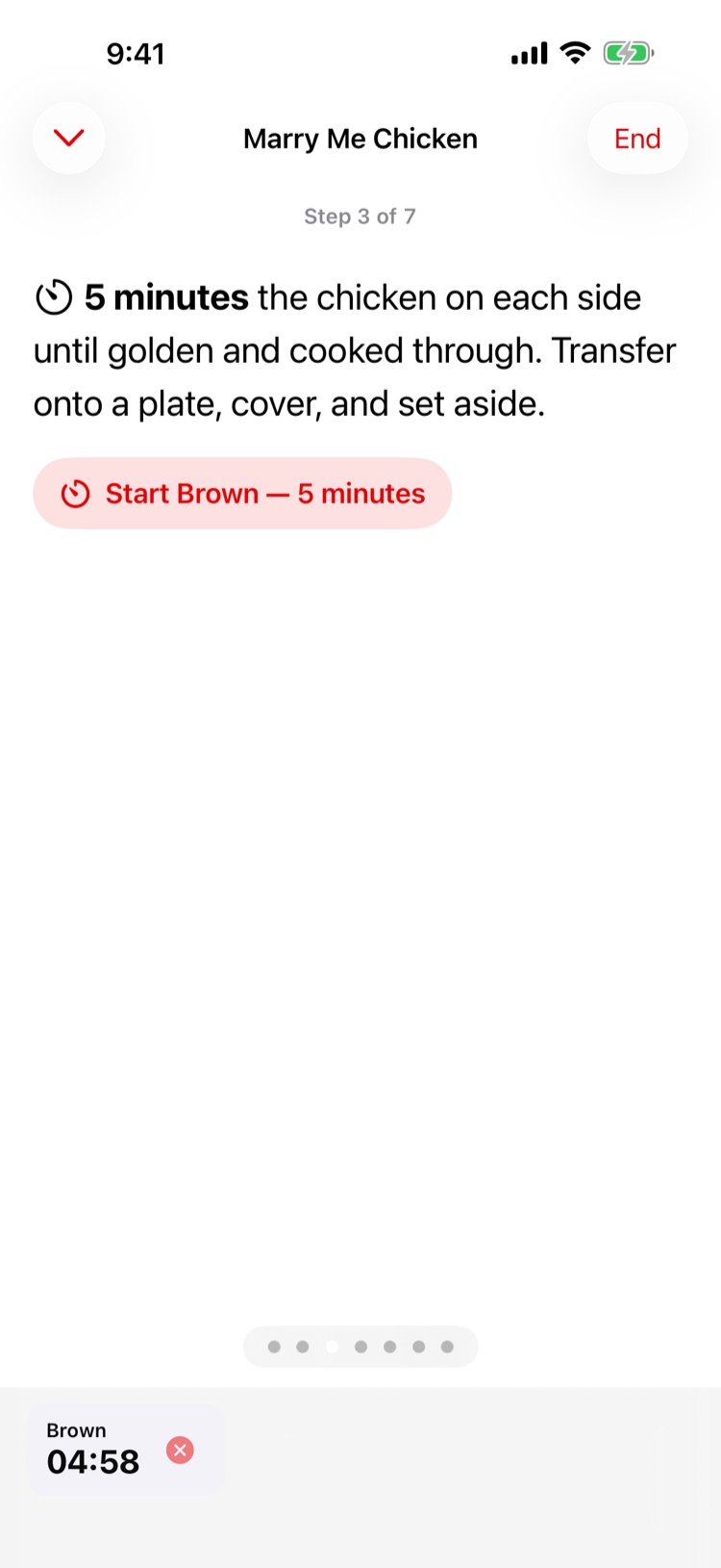 Cooking mode — timer running