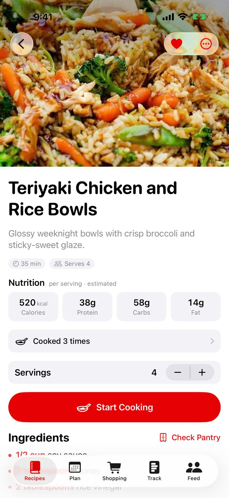Teriyaki chicken recipe with nutrition per serving